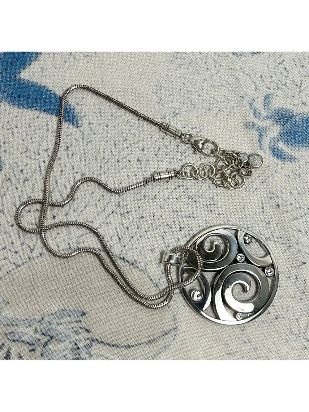 Brighton London Groove Necklace Silver Plated Crystals Swirl Design - Picture 12 of 14